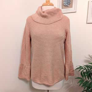 Calvin Klein Cowl Neck Bell Sleeve Knit Sweater Pink Small